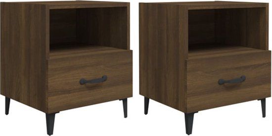 vidaXL Nachtkastjes - Set van 2 - Bewerkt Hout - Bruin Eikenkleur
