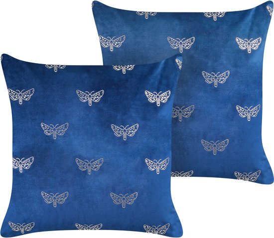 YUZURI - Sierkussen set van 2 - Blauw - 45 x 45 cm - Fluweel