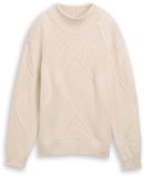 Tom Tailor Losvallende gebreide trui met opstaande kraag Sand Stone Beige S