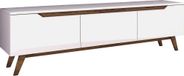 Syfax TV-meubel, 180 x 49 x 35 cm, wit en notenhoutkleur, met een melaminecoating, modern design