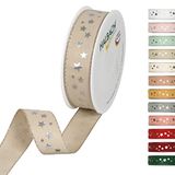 Halbach Seidenbänder 295-025-71-18 Cadeaulint Kerstmis, polyester, linnen, 25 mm x 18 m