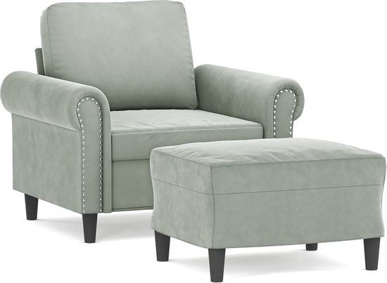vidaXL Fauteuil met voetenbank fluweel lichtgrijs