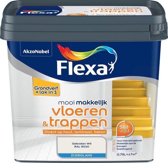 FLEXA Mooi Makkelijk vloeren&trappen gebroken wit zijdeglans 750 ml