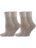 Nur Die Lot de 2 paires de chaussettes confortables en coton fin pour femme (59%) avec bordure confortable sans fil élastique, chaussettes pointues sans pression, Beige/gris, 35-38 EU