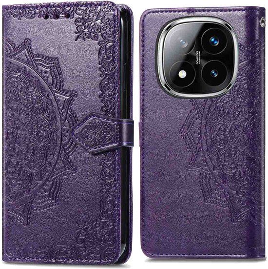 imoshion Hoesje - Geschikt voor Xiaomi Redmi Note 14 Pro Plus 5G - Mandala Bookcase - Paars