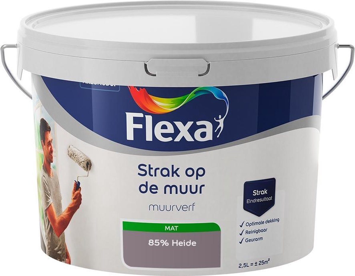 FLEXA Strak op de muur - Muurverf - Mengcollectie - 85% Heide - 2,5 liter