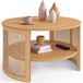 IDMarket - EDHEN Table basse ronde 70 cm, effet rotin naturel et bois