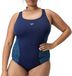 Speedo Plus Size Placement Medalist 1 Piece Dames Sportbadpak - Badpak Dames Grote Maten - Vormvast Zwempak Dames - Sportbadpak Dames met Medalist-rug - Marine/Blauw - 52