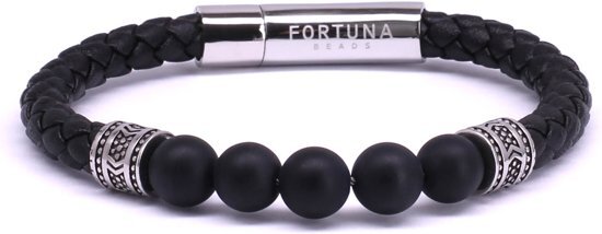 FortunaBeads Zwart Onyx Italia Bologna Armband â€“ Heren â€“ Natuursteen â€“ Medium 18cm