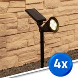 RexTech Projecteur solaire LED 'Highlight' - Lot économique 4 pièces - Lumière blanc chaud - Spots solaires - Noir