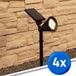RexTech Projecteur solaire LED 'Highlight' - Lot économique 4 pièces - Lumière blanc chaud - Spots solaires - Noir