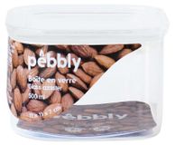 Pot de stockage en verre carré haut avec couvercle en bambou, 500 ml