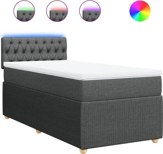 vidaXL Boxspring met matras stof donkergrijs 80x200 cm