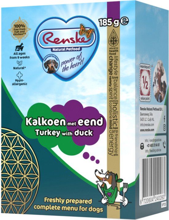 Renske Vers Rund met Eend 185 gr - Adult hond (2-8 jaar)