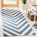 Safavieh Dhurrie DHU568 tapijtloper, plat geweven, 76 x 244 cm, blauw/ivoorkleurig