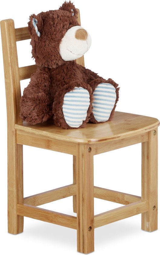 Relaxdays - kinderstoel bamboe - stoel voor kinderen, stoeltje zonder armleuning Lichtbruin