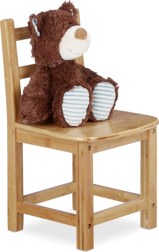 Relaxdays Kinderstoel Bamboe - Lichtbruin - Hout - 50 cm