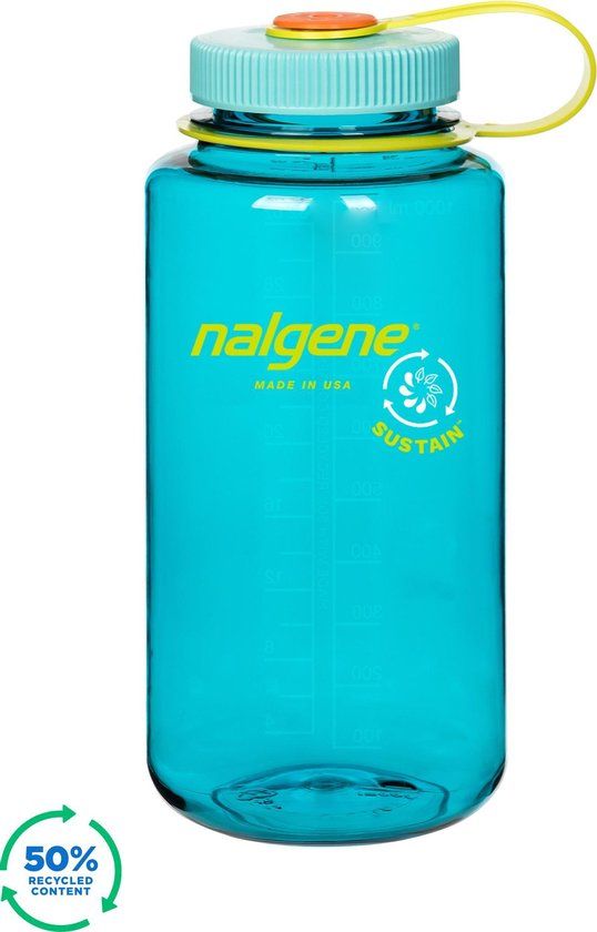 Nalgene Sustain Wide Mouth 1000ml Drinkfles - Cerulean