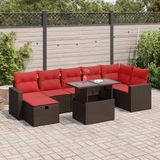 Maison Exclusive - Ensemble de meubles de jardin 8 pièces avec canapé et coussins, marron, en polyrotin