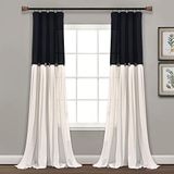 Lush Decor Linnen Knoop Gordijnpaneel, Single, 101 cm B x 213 cm L, Zwart & Wit