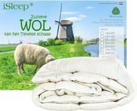 iSleep Wollen Onderdeken - 100% Wol - Lits-jumeaux - 180x200 cm - Ecru
