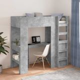 vidaXL Stapelbedframe met Bureau Beton Grijs 75 x 190 cm Bewerkt Hout