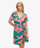 Superdry - Mini-wikkeljurk met print - Dames - Jurken