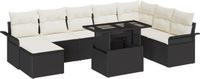 vidaXL Tuinbank - Set - 9 - st - Zwart - en - Crème