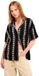 Roxy Crazy Vahini Overhemd Vrouwen Korte Mouw Viscose Glitter Regular Fit Anthracite Hibiscus Real Strip