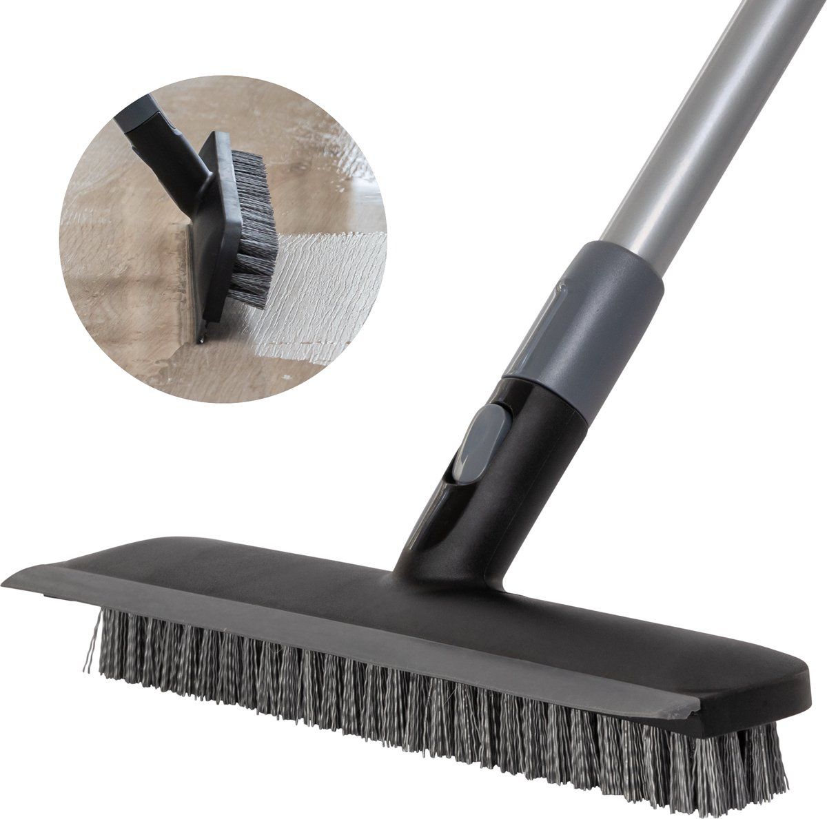 CLEANLY Schrobber en Vloertrekker met Steel - Verstelbaar 116-144 cm - Zwart, Grijs