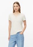 s.Oliver T-shirt Col V Manches courtes Beige clair Coton 38