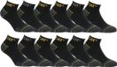 Caterpillar 12 Paar Korte Werksokken Heren, Enkelhoogte - Versterkt op Hiel en Teen - Katoen Zwart, 39-42