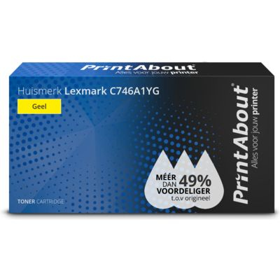 PrintAbout Huismerk Lexmark C746A1YG Toner Geel