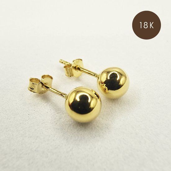 V&F Jewelers 18K Gold Stud Earrings - 3mm Ball