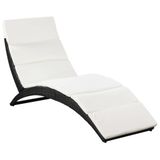 VidaXL Ligbed inklapbaar met kussen poly rattan zwart