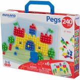Miniland Mozaïek Pegs 10mm - 230 stuks + 6 Werkbladen - Multi Kleuren