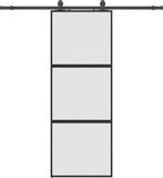 vidaXL Schuifdeur met beslagset, 76x205 cm, gehard glas, zwart