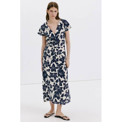 Mango Gebloemde Midi Jurk - Ecru
