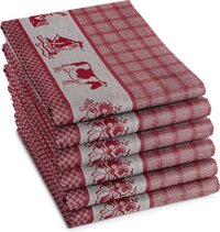 DDDDD Dutchie Theedoek - Set van 6 - Rood - Geruit - Katoen - 60x65 cm