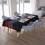Bonamaison Tafelkleed, Anti-Mold, Sneldrogend, Waterdicht, 100% Polyester Tafellaken, rood Zwart, 140 x 200 Cm