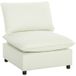 Canapé 1 place moderne sans accoudoirs, large siège et coussins épais, dimensions 146x85x78cm, couleur crème, fauteuil de salon confortable.