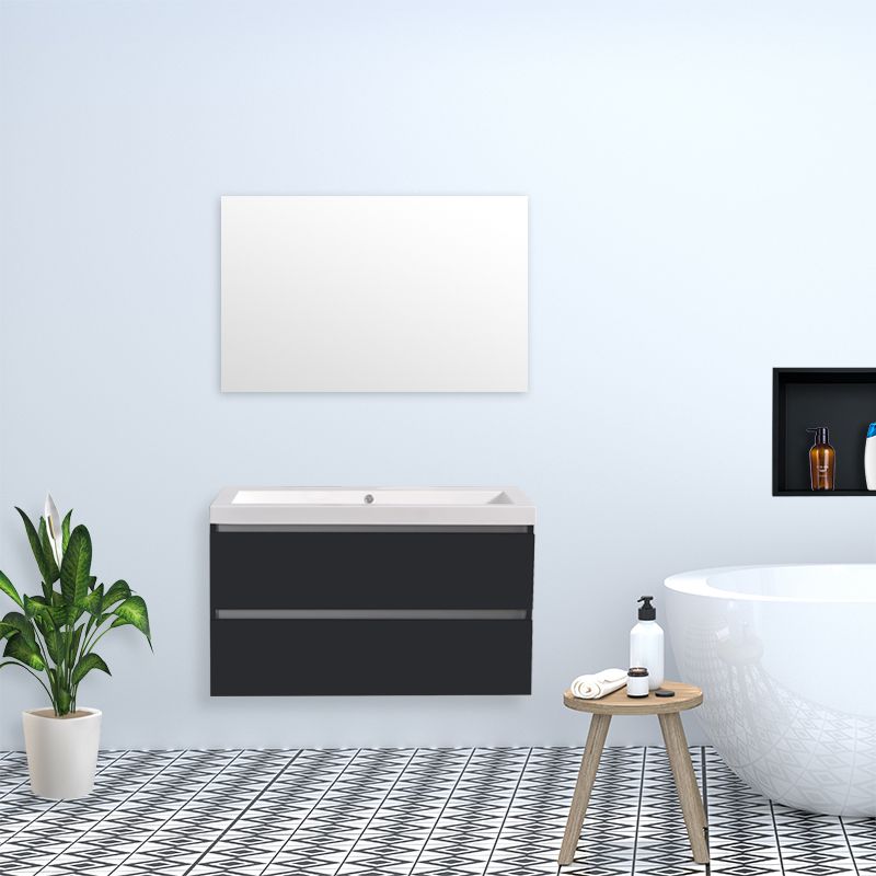 Badkamerplanet Badkamermeubel Trento Greeploos Mineraal 100 cm Hoogglans Antraciet