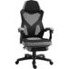 Vinsetto Chaise de jeu réglable dossier haut roulettes pivotantes repose-pieds maille 58x63x112-122h cm gris noir
