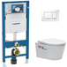 Geberit Pack WC Cuvette Sans Bride Swiss Aqua Technologies + Abattant Softclose + Plaque Blanche