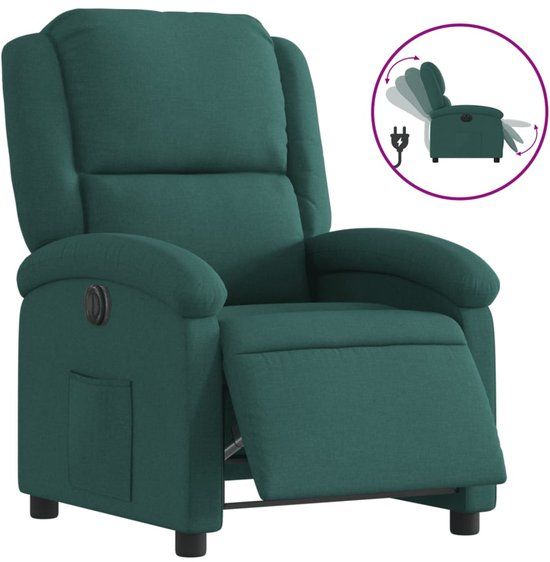 vidaXL Fauteuil - verstelbaar - elektrisch - stof - donkergroen