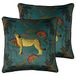 Paoletti Tropica Cheetah Polyester Gevulde Kussens (Twin Pack), Teal, 45 x 45 cm