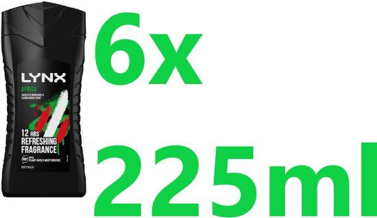 Lynx Africa Shower Gel - 6 x 225ml - Value Pack