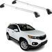 Aurilis Omac Barres De Toit Transversales Certifiées Tüv Pour Kia Sorento Mk2 2010-2014 – Verrouillables (4 Antivols) – Charge Max 100 Kg – Sangle Inox + Protection Caoutchouc Argent