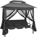 vidaXL Schommelbank met dak 220x160x240 cm staal antraciet