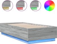 vidaXL Bedframe met LED-verlichting, grijs sonoma eiken, 100x200 cm